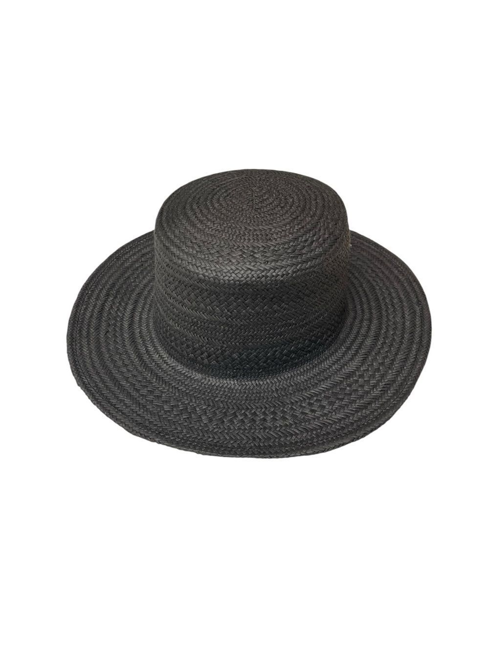 Lucky Brand Black Woven Straw Sun Hat Wide Brim Boho Beach Resort One Size